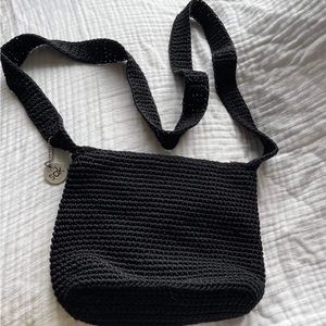 The Sak Thick Strap Black Woven Crossbody Purse